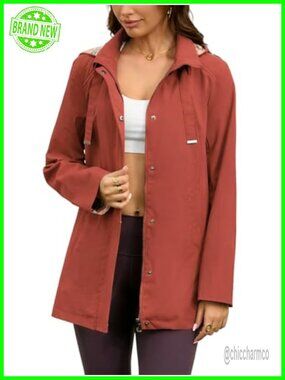 Women's Long Hooded Waterproof Rain Jacket Windproof Hiking Raincoat